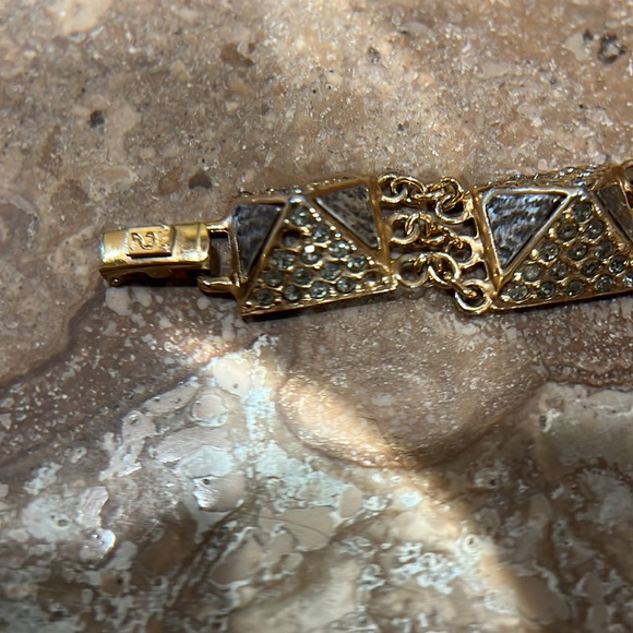 Tat 2 gold pyramid bracelet with rhinestone diamonds on the outside of pyramid - Picture 9 of 11